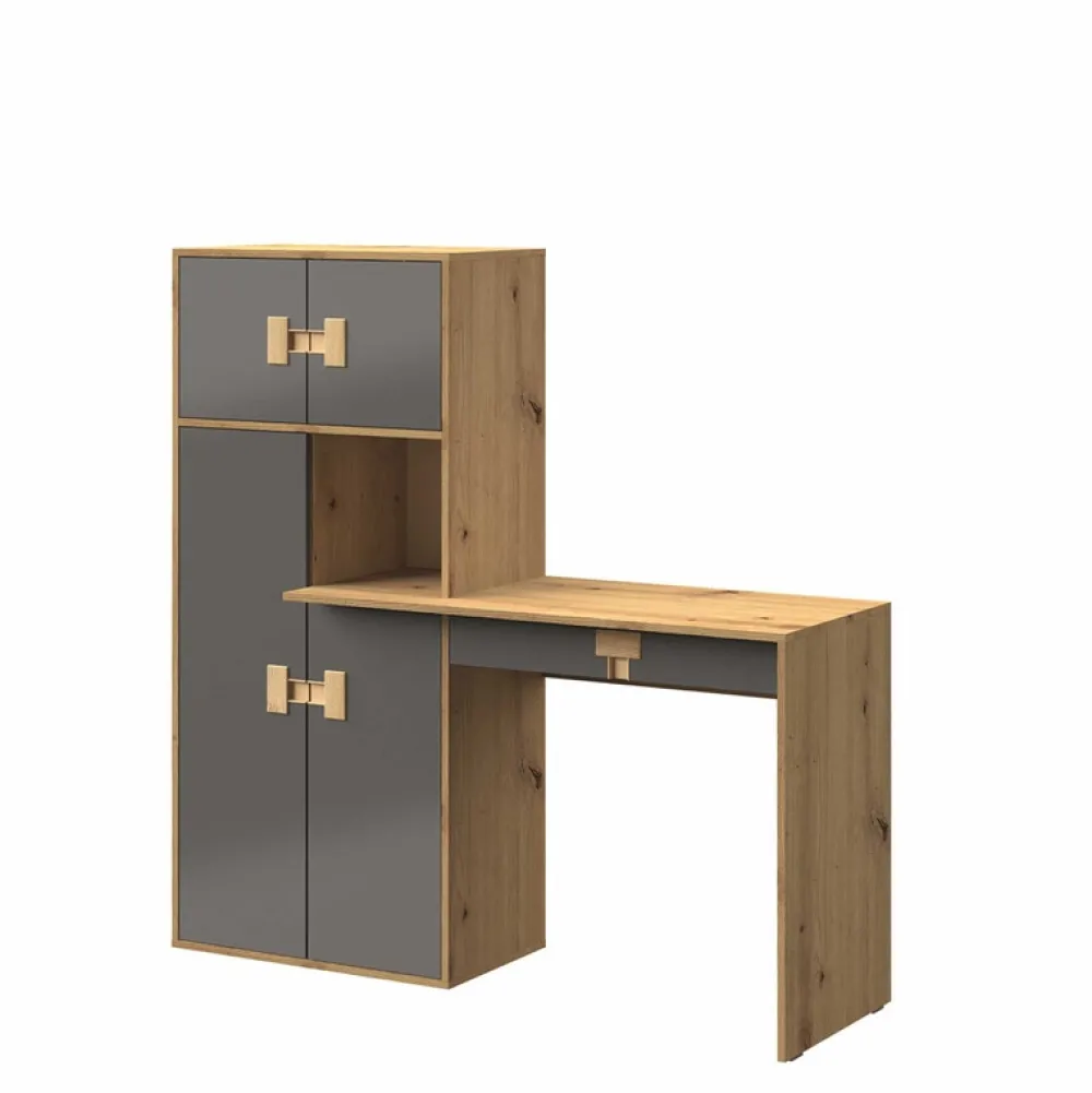 Biurka|Zestawy Mebli Młodzieżowych>DOMEL Biurko z regałem Dąb Artisan INDEX