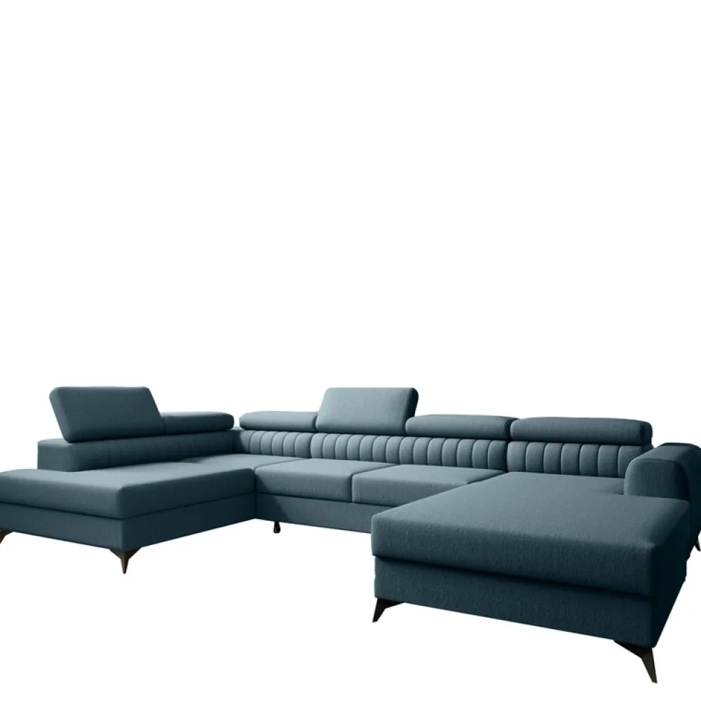 Narożniki>NEXT COLLECTION Błękitny narożnik do salonu PAULLETTO funkcja spania pojemniki