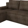 Narożniki>IZABELLA MEBLE Brązowa kanapa narożna z funkcją spania i pojemnikiem CASPAR