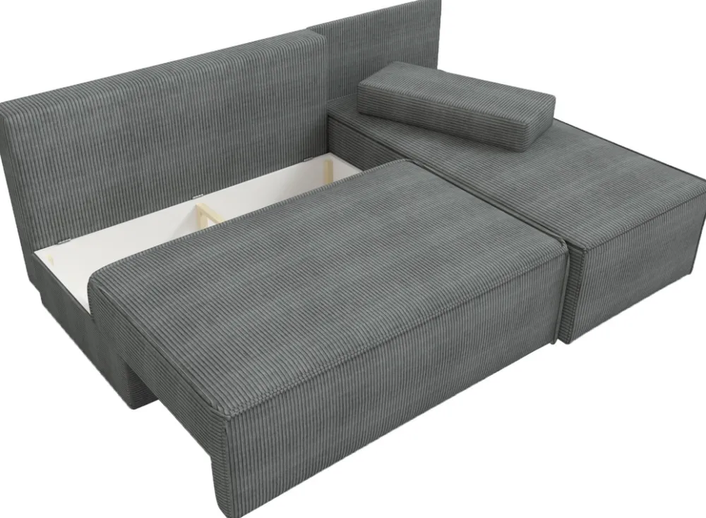 Narożniki>IZABELLA MEBLE Brązowa kanapa narożna z funkcją spania i pojemnikiem CASPAR