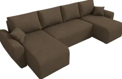 Narożniki>IZABELLA MEBLE Brązowa rogówka boucle w kształcie u z funkcją spania ROTTERDAM U