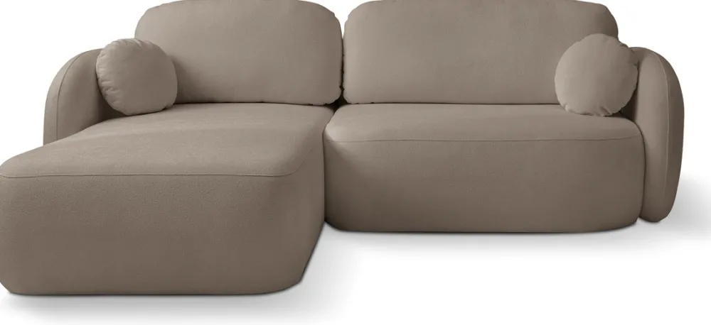 Narożniki>LASKI Brązowa rogówka do salonu z funkcją spania i pojemnikiem OMERO