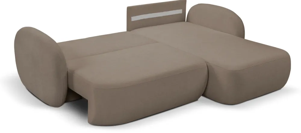 Narożniki>LASKI Brązowa rogówka do salonu z funkcją spania i pojemnikiem OMERO