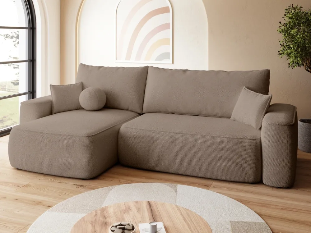 Meble Dla Dzieci|Meble Młodzieżowe>BROMARKT Brązowa rogówka rozkładana z funkcją spania do salonu CARMELLO DUO