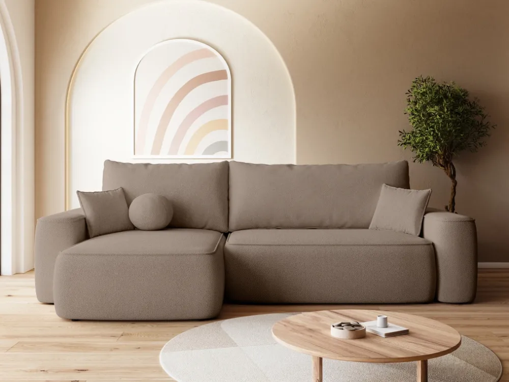 Meble Dla Dzieci|Meble Młodzieżowe>BROMARKT Brązowa rogówka rozkładana z funkcją spania do salonu CARMELLO DUO