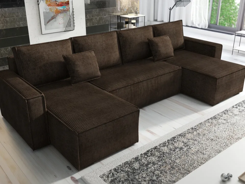 Narożniki>IZABELLA MEBLE Brązowa rogówka w kształcie u z funkcją spania DEXTER U