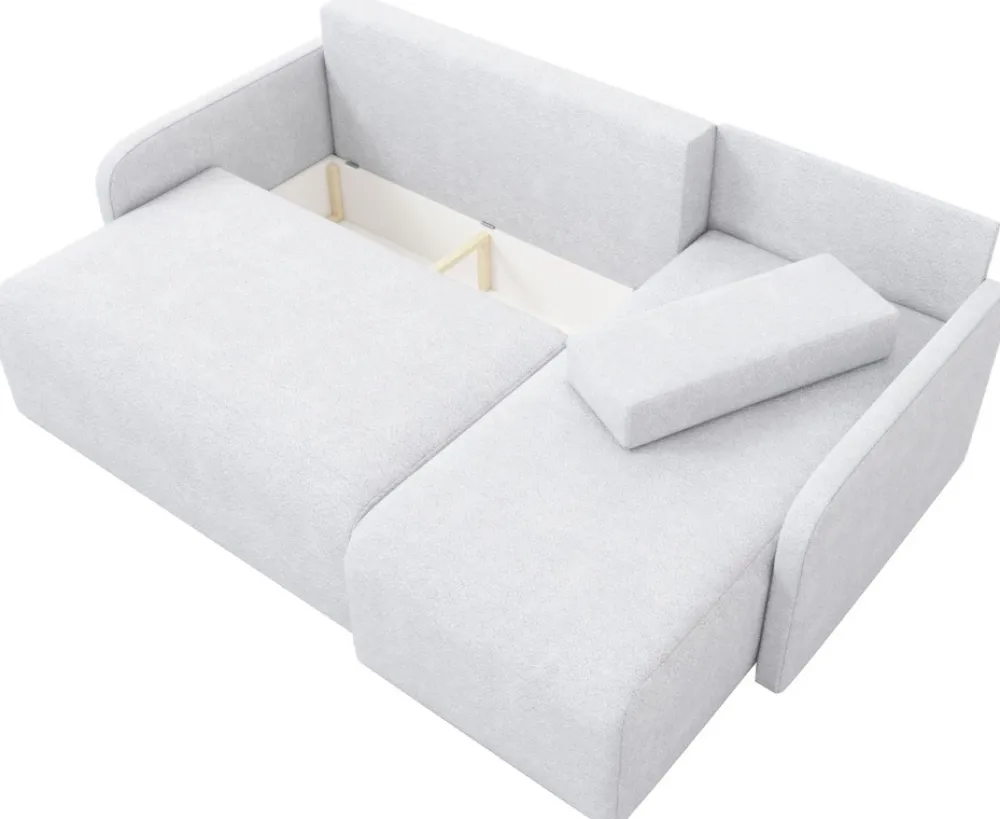 Narożniki>IZABELLA MEBLE Brązowa rozkładana kanapa narożna z funkcją spania boucle MALEN