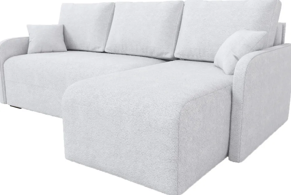 Narożniki>IZABELLA MEBLE Brązowa rozkładana kanapa narożna z funkcją spania boucle MALEN