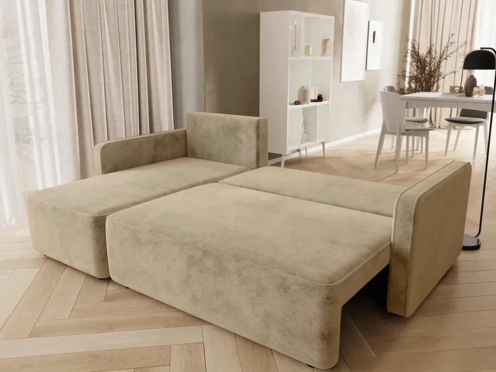 Meble Dla Dzieci|Meble Młodzieżowe>BROMARKT Brązowa rozkładana kanapa narożna do salonu z funkcją spania QULIO