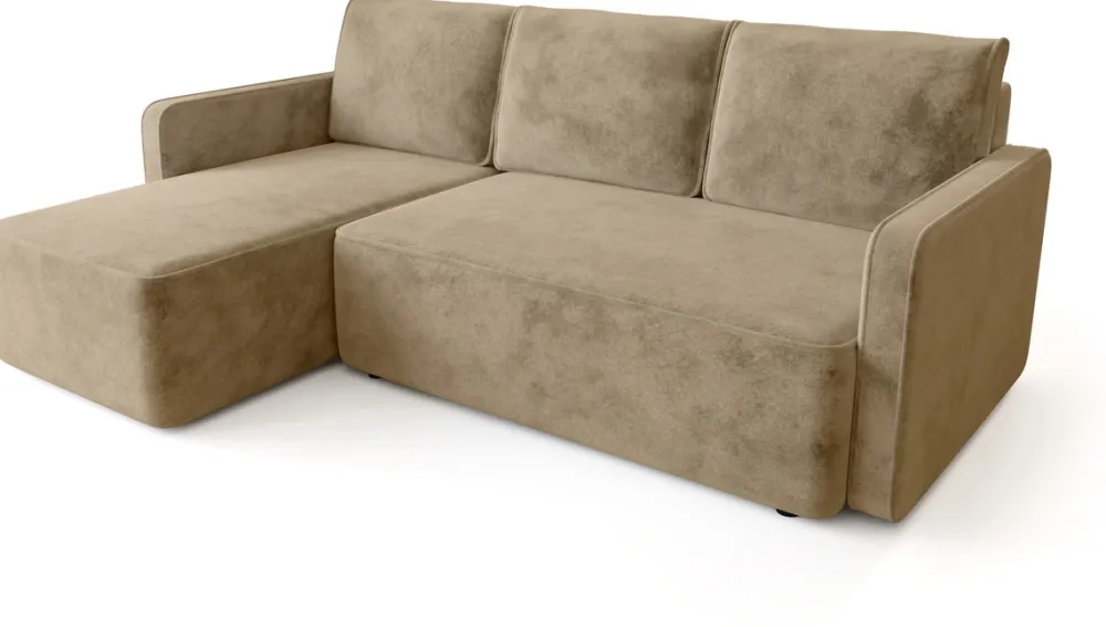 Meble Dla Dzieci|Meble Młodzieżowe>BROMARKT Brązowa rozkładana kanapa narożna do salonu z funkcją spania QULIO