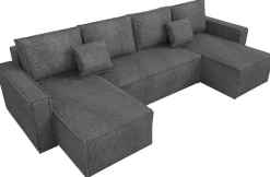 Narożniki>IZABELLA MEBLE Ciemnoszary narożnik w kształcie u z funkcją spania DEXTER U