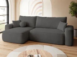 Meble Dla Dzieci|Narożniki>BROMARKT Ciemnoszary narożnik z funkcją spania CARMELLO DUO boucle