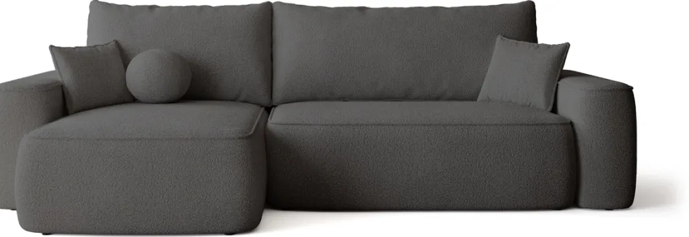 Meble Dla Dzieci|Narożniki>BROMARKT Ciemnoszary narożnik z funkcją spania CARMELLO DUO boucle