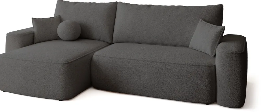 Meble Dla Dzieci|Narożniki>BROMARKT Ciemnoszary narożnik z funkcją spania CARMELLO DUO boucle