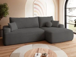 Meble Dla Dzieci|Narożniki>BROMARKT Ciemnoszary rozkładany narożnik do salonu CARMELLO boucle