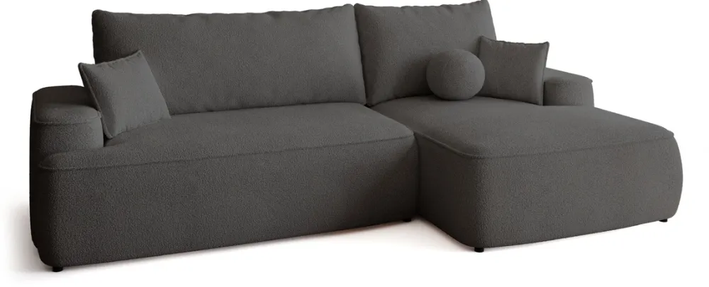 Meble Dla Dzieci|Narożniki>BROMARKT Ciemnoszary rozkładany narożnik do salonu CARMELLO boucle