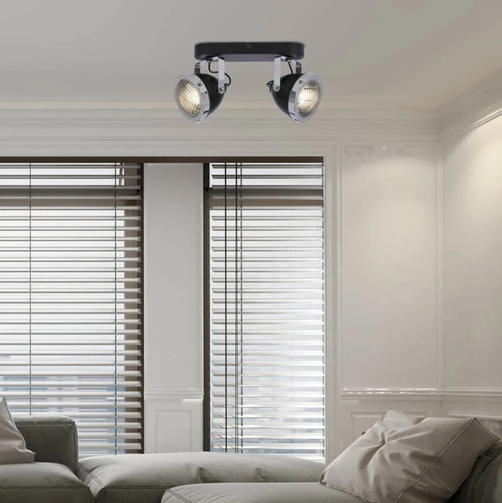 Oświetlenie Jadalni|Oświetlenie Sypialni>Candellux Lighting Crazy lampa sufitowa listwa czarny 2x15w gu10 klosz bezbarwny