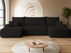 Narożniki>BROMARKT Czarna duża rogówka do salonu z funkcją spania CARMELLO U