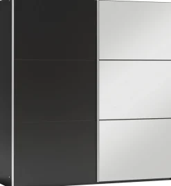 Meble Dla Dzieci|Szafy Dwudrzwiowe>Stolar Czarna dwudrzwiowa szafa przesuwna z lustrem 150 cm VASCO czarny