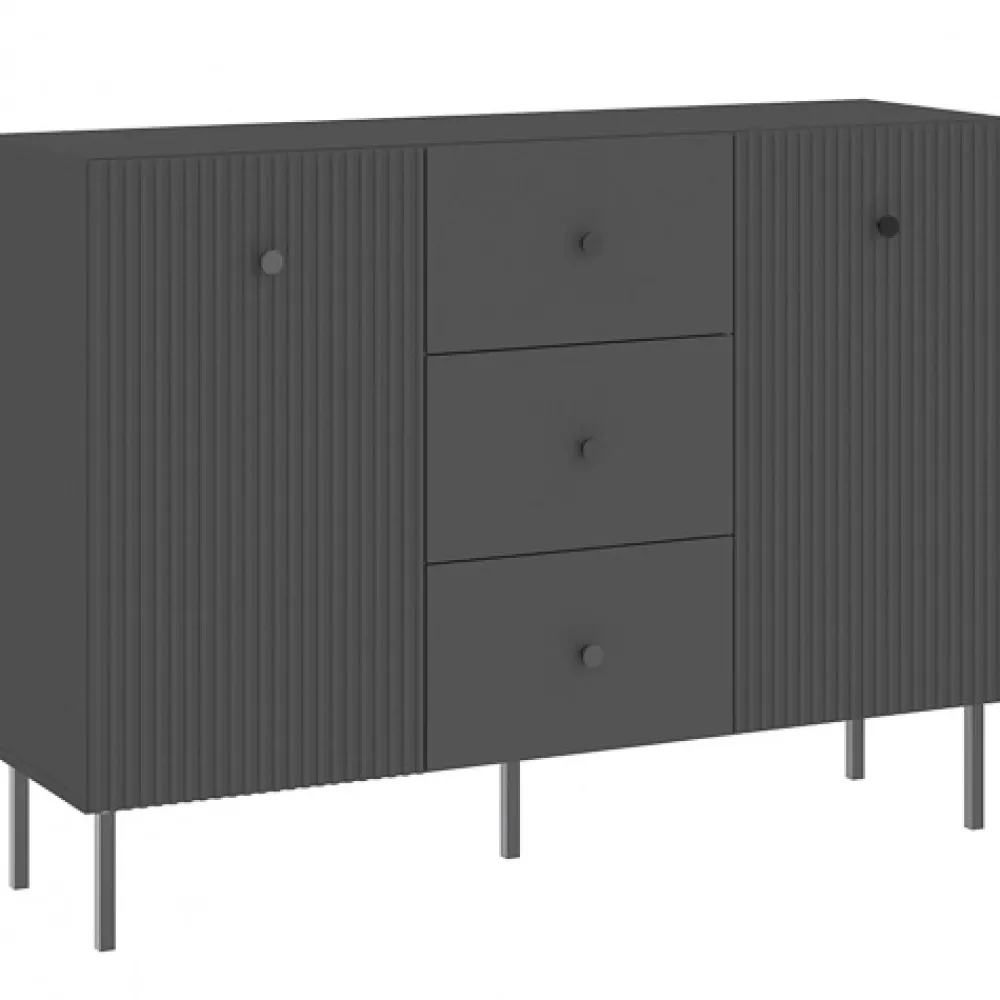 Komody>INTER MEBLE Czarna komoda 135 cm do salonu z szufladami VALTEO czarny