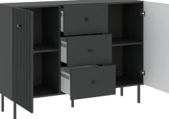 Komody>INTER MEBLE Czarna komoda 135 cm do salonu z szufladami VALTEO czarny
