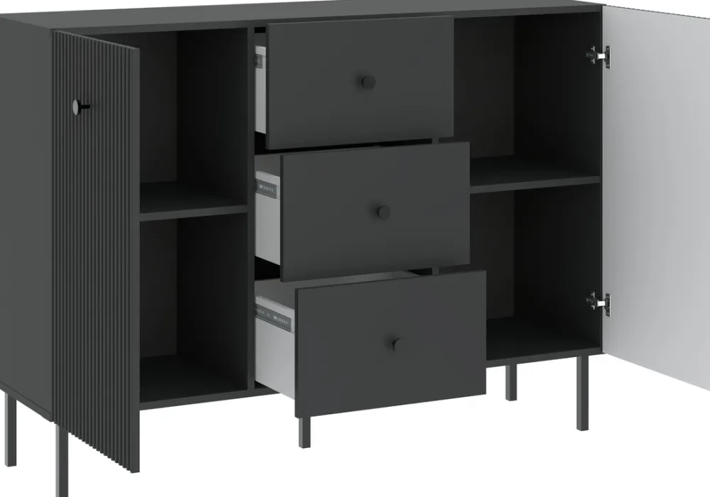 Komody>INTER MEBLE Czarna komoda 135 cm do salonu z szufladami VALTEO czarny