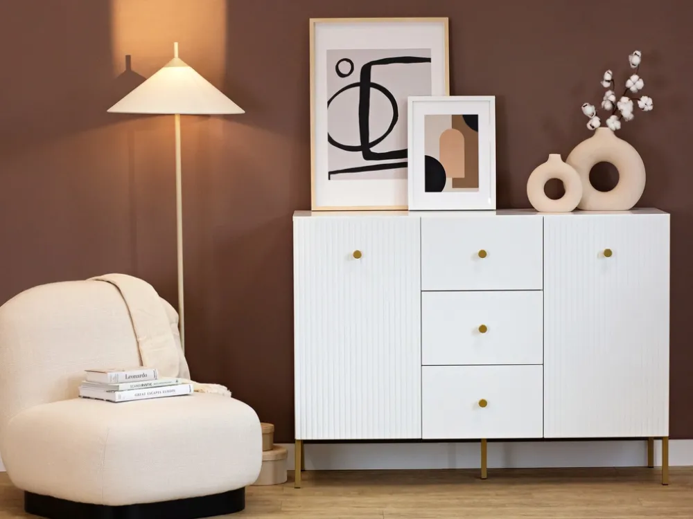 Komody>INTER MEBLE Czarna komoda 135 cm do salonu z szufladami VALTEO czarny