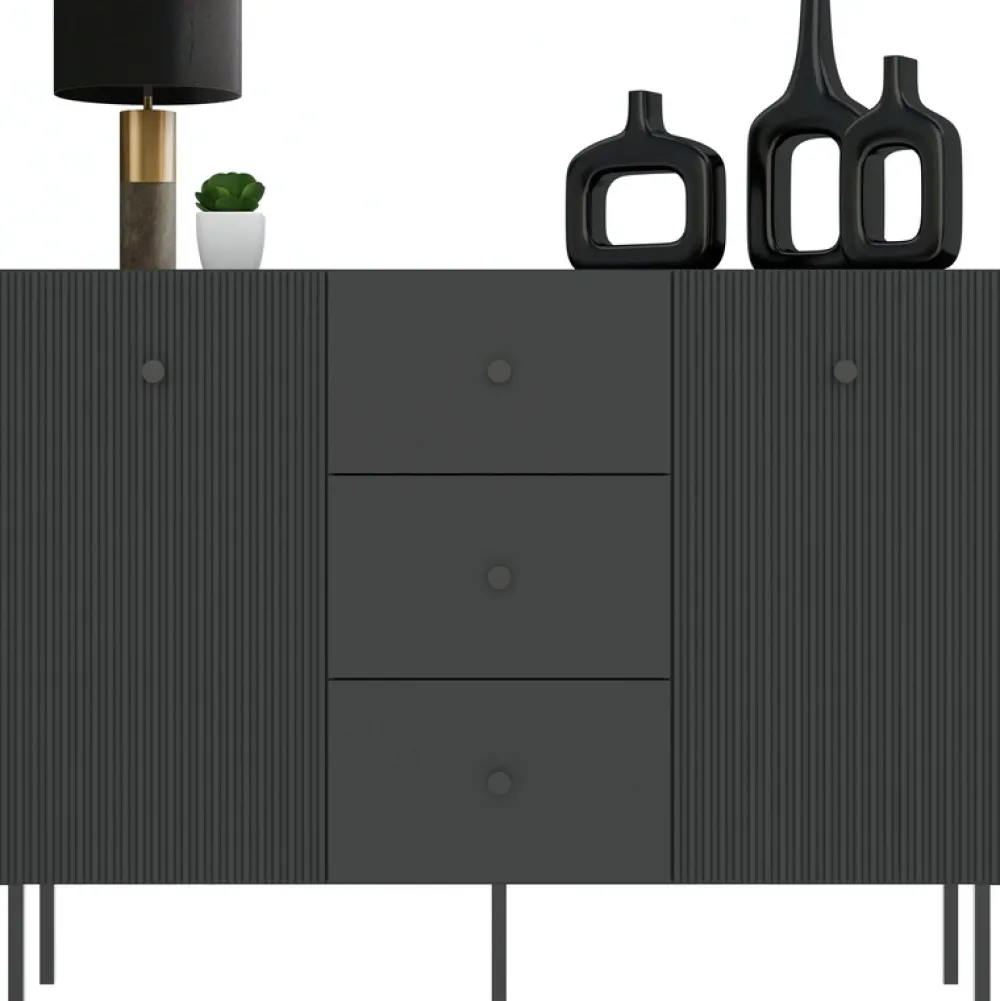 Komody>INTER MEBLE Czarna komoda 135 cm do salonu z szufladami VALTEO czarny