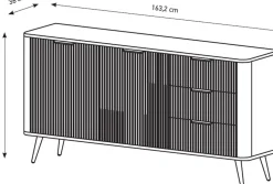 Zestawy Mebli Do Salonu|Komody></noscript>LASKI Czarna komoda 163 cm do salonu LEONTE dwudrzwiowa z szufladami czarny