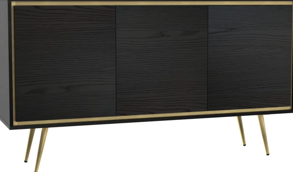 Szafki Rtv|Komody>GiB Meble Czarna komoda 150 cm na nóżkach w stylu glamour TALUS