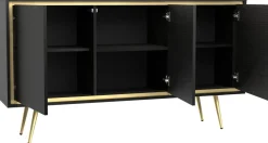 Szafki Rtv|Komody>GiB Meble Czarna komoda 150 cm na nóżkach w stylu glamour TALUS