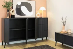 Zestawy Mebli Do Salonu|Komody></noscript>INTER MEBLE Czarna komoda do salonu na nóżkach 180 cm BELLUNO antracyt