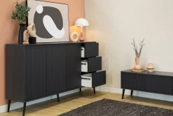 Zestawy Mebli Do Salonu|Komody></noscript>INTER MEBLE Czarna komoda do salonu na nóżkach 180 cm BELLUNO antracyt