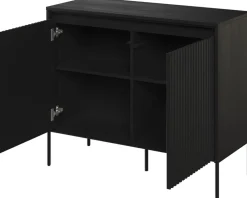 Komody>lenart. Czarna komoda do salonu z frezowanymi frontami TREND czarny