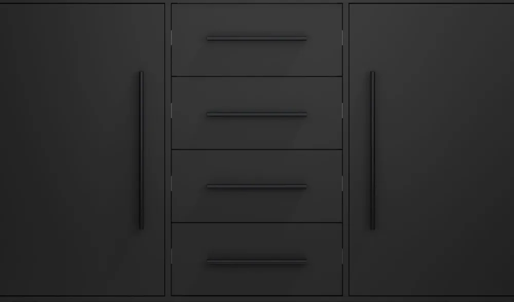 Zestawy Mebli Do Sypialni|Komody>GiB Meble Czarna komoda do sypialni z szufladami 150 cm MAXIDO czarny