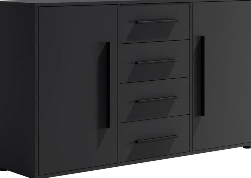 Zestawy Mebli Do Sypialni|Komody>GiB Meble Czarna komoda do sypialni z szufladami 150 cm MAXIDO czarny