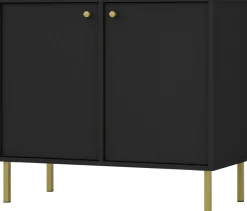 Komody>Lempert Czarna komoda dwudrzwiowa z półkami do salonu 83,5 cm TOKEN czarny grafit