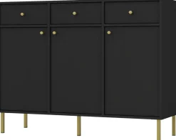 Komody>Lempert Czarna komoda trzydrzwiowa z szufladami do salonu TOKEN czarny grafit