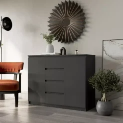 Zestawy Mebli Do Sypialni|Komody>lenart. Czarna komoda z szufladami do sypialni IDEA