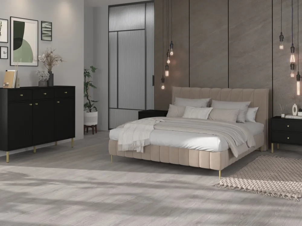 Zestawy Mebli Do Salonu|Komody>Lempert Czarna komoda z szufladami do salonu 100 cm TOKEN czarny grafit