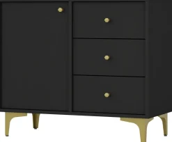 Komody>Lempert Czarna mała komoda z szufladami do salonu 84 cm TOKEN czarny grafit