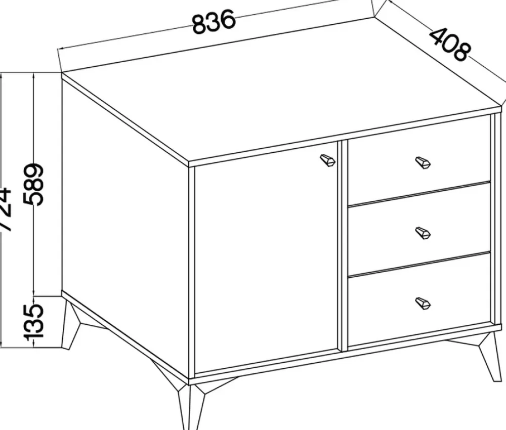 Komody>Lempert Czarna mała komoda z szufladami do salonu 84 cm TOKEN czarny grafit