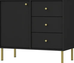 Meblościanki>Lempert Czarna meblościanka do salonu z szafką pod telewizor TOKEN czarny grafit