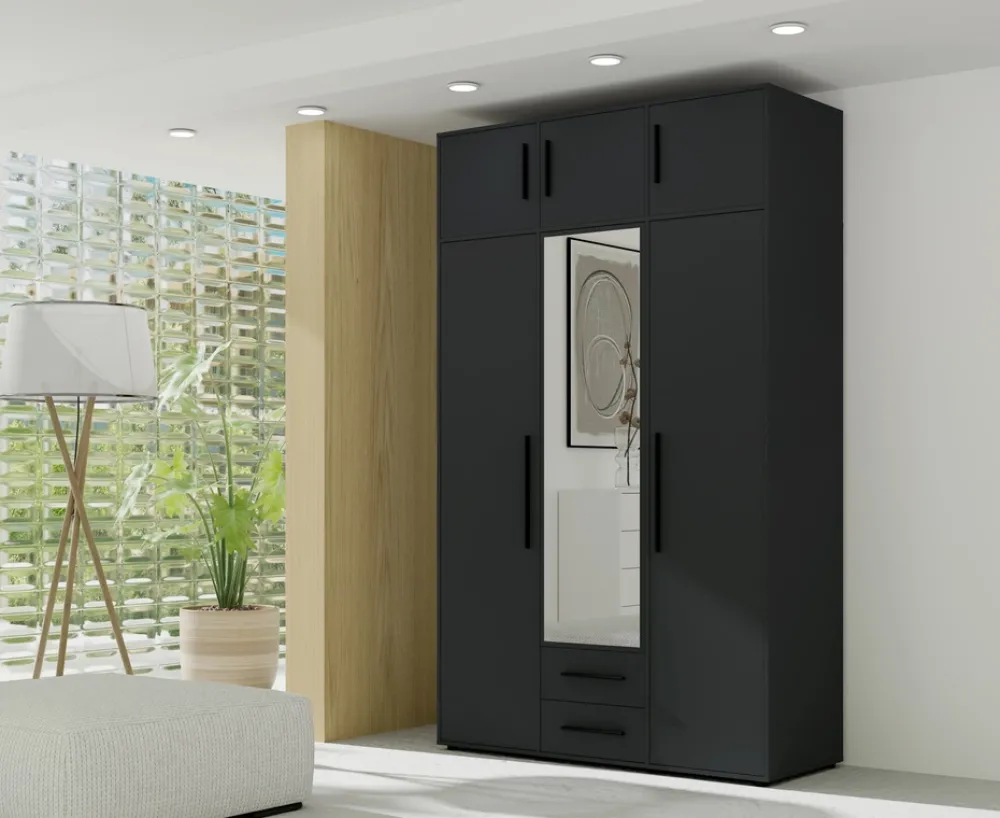 Akcesoria Do Szaf|Akcesoria Do Szaf>GiB Meble Czarna nadstawka do szafy trzydrzwiowej 150 cm MAXIDO czarny