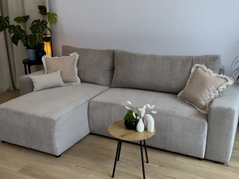 Meble Dla Dzieci|Meble Młodzieżowe>BROMARKT Czarna narożna kanapa sztruksowa z funkcją spania PLUSH L