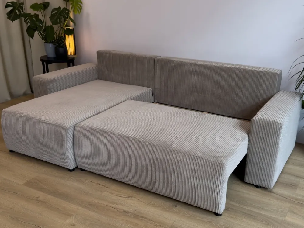 Meble Dla Dzieci|Meble Młodzieżowe>BROMARKT Czarna narożna kanapa sztruksowa z funkcją spania PLUSH L