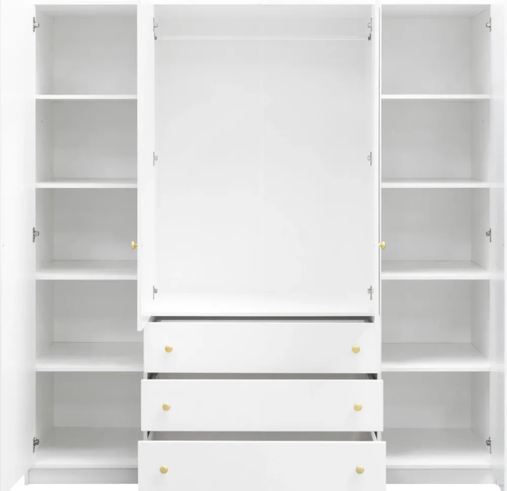 Meble Dla Dzieci|Zestawy Mebli Do Przedpokoju>Stolar Czarna nowoczesna czterodrzwiowa szafa z lustrem 196 cm SELMA czarny