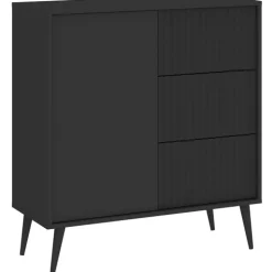 Zestawy Mebli Do Salonu|Komody>INTER MEBLE Czarna nowoczesna komoda z drzwiami i szufladami BELLUNO antracyt