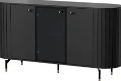 Komody>DOLMAR Czarna nowoczesna komoda z witryną 150 cm do salonu ZELDA czarny
