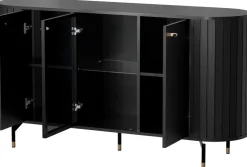 Komody>DOLMAR Czarna nowoczesna komoda z witryną 150 cm do salonu ZELDA czarny